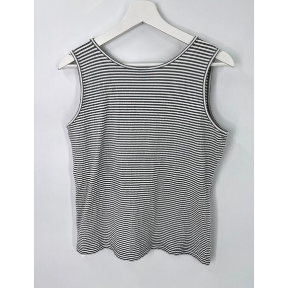 BOGNER Cotton Blend Black/White Striped Tank Top Scoop Neck Women's Size 14 - Picture 2 of 6